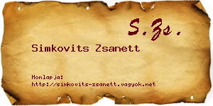 Simkovits Zsanett névjegykártya